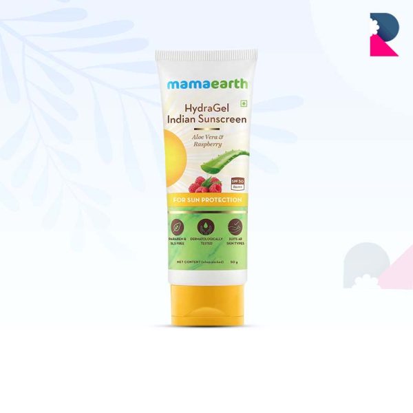 Mamaearth hydraGel indian sunscreen with aloe vera & raspberry for sun protection