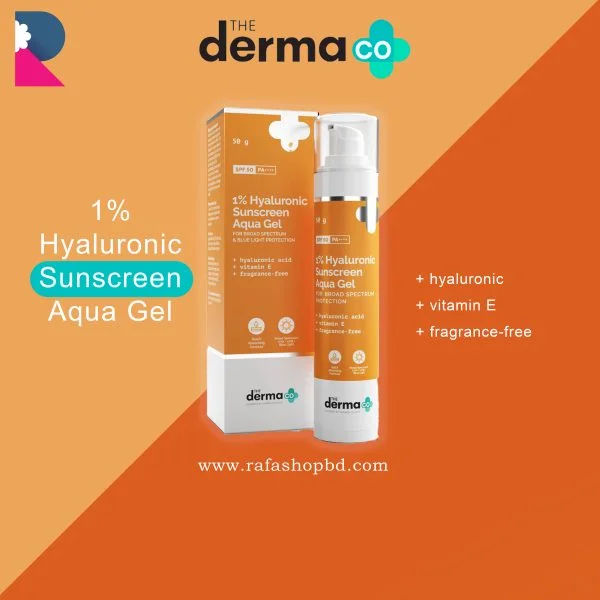 Derma 1% Hyaluronic Sunscreen Aqua Ultra Light Gel with SPF 50 PA++++ UV A, UV B & Blue Light Protection 50g