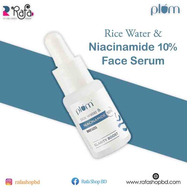 Plum 10% Niacinamide Face Serum For Clear, Bright Skin | Fades Blemishes & Dark Spots | With Rice Water | Lightweight | Dermatologically Tested | Beginner Friendly | All Skin Types | Women & Men | Fragrance-Free | 100% Vegan | 15 ml