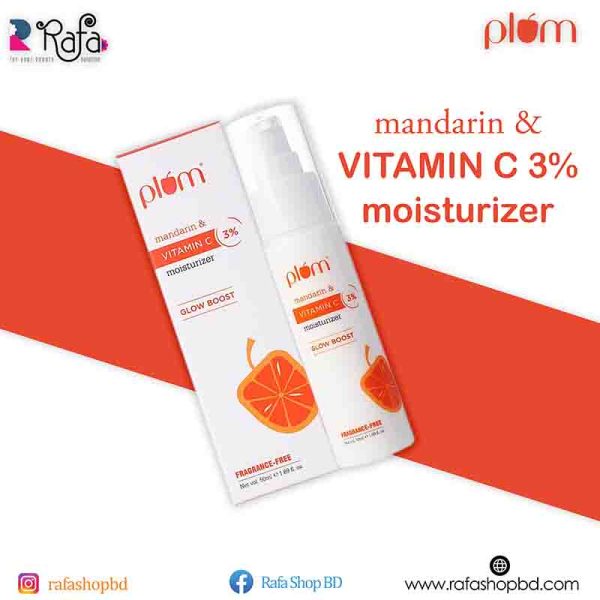 Plum Vitamin C Fragrance-Free Vegan Moisturizer With Mandarin For Glowing Skin, Dull Skin, Improves Uneven Skin Tone & Elasticity (50 G